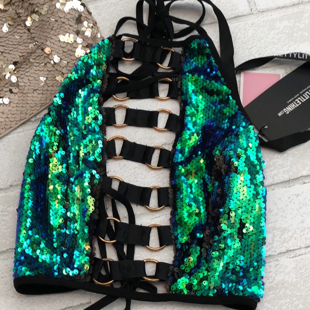 NWT PrettyLittleThing Sequin Crop Top